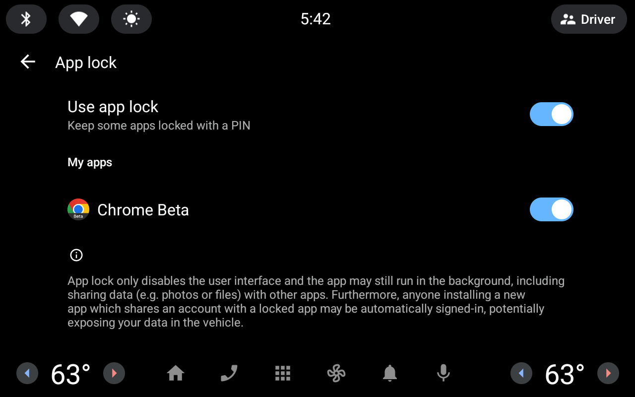 Configurações do
Bloqueio de app