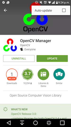 Automatische Updates des OpenCV-Managers deaktivieren