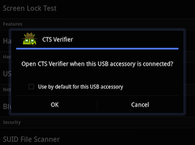 Pengujian aksesori USB CTS Verifier