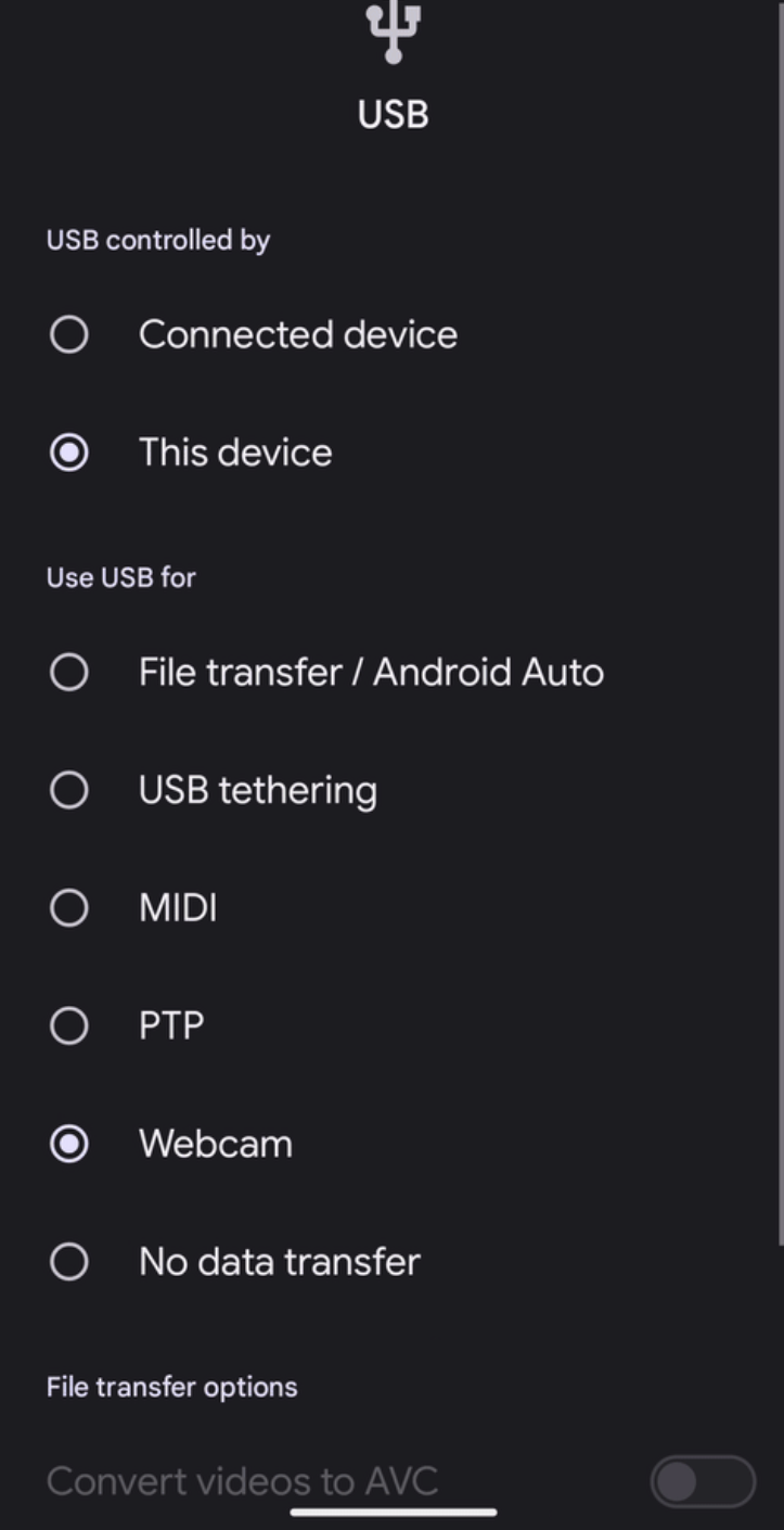 Settings ऐप्लिकेशन में यूएसबी की सेटिंग