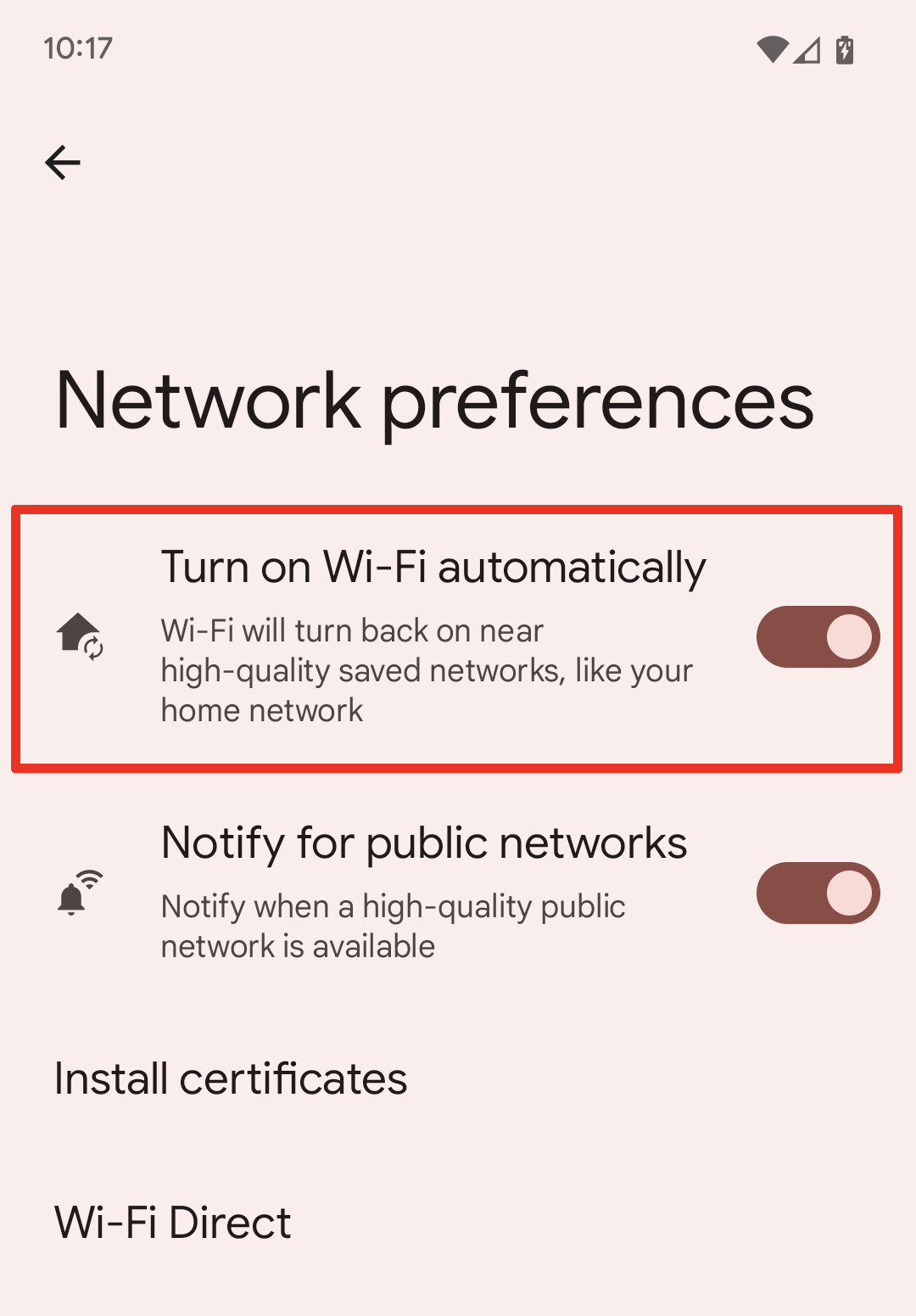 Tính năng tự động bật Wi-Fi