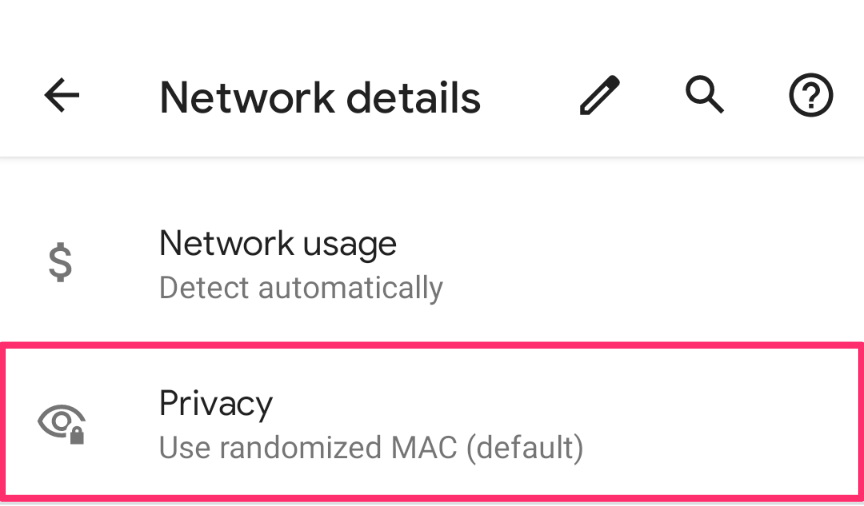 Option de randomisation de l&#39;adresse MAC