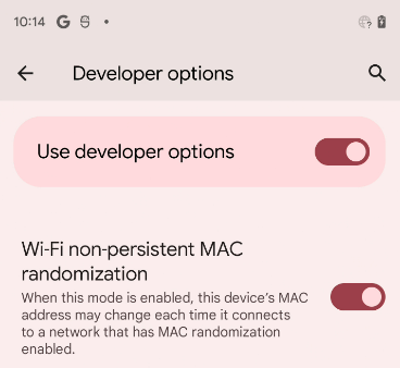 Option für nicht persistente, zufällige Generierung von MAC-Adressen für WLAN