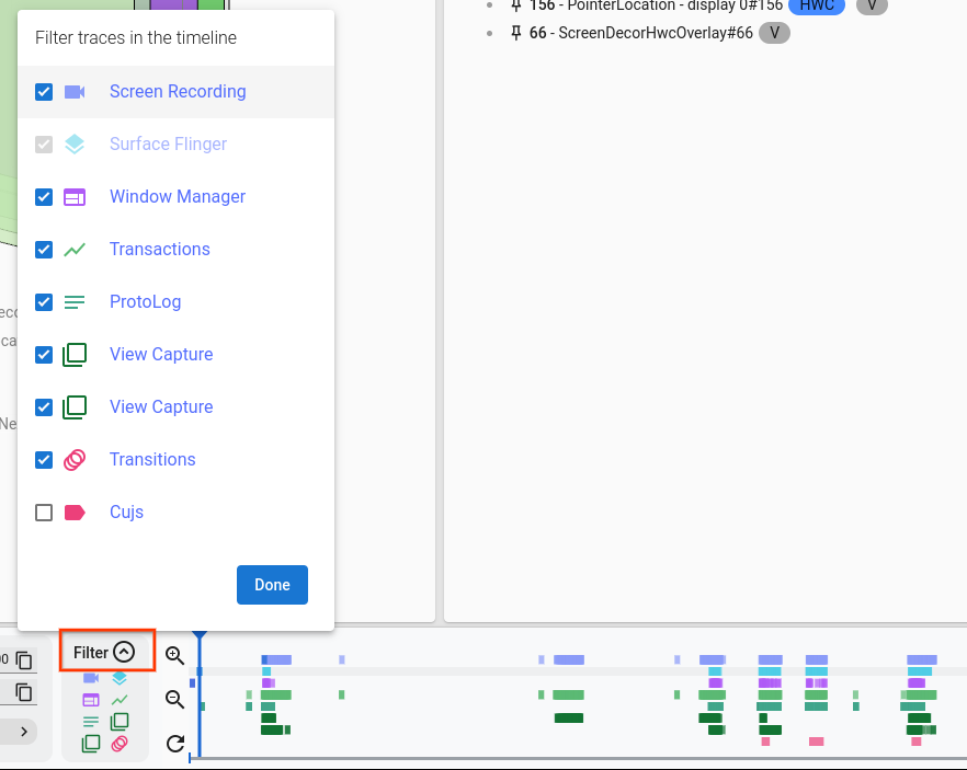 Timeline filter