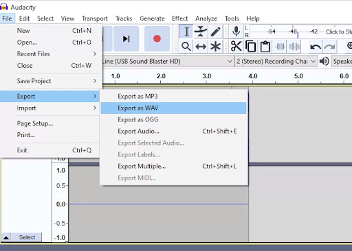 Mengekspor dari Audacity