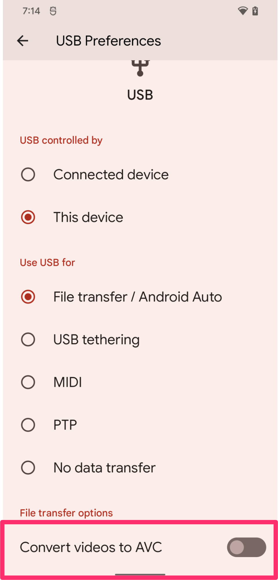 Activa o desactiva la transcodificación de contenido multimedia
