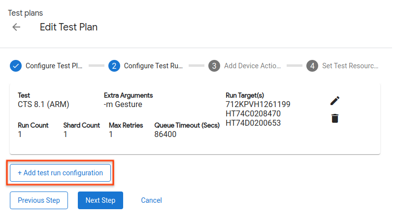 Configurar a execução de teste