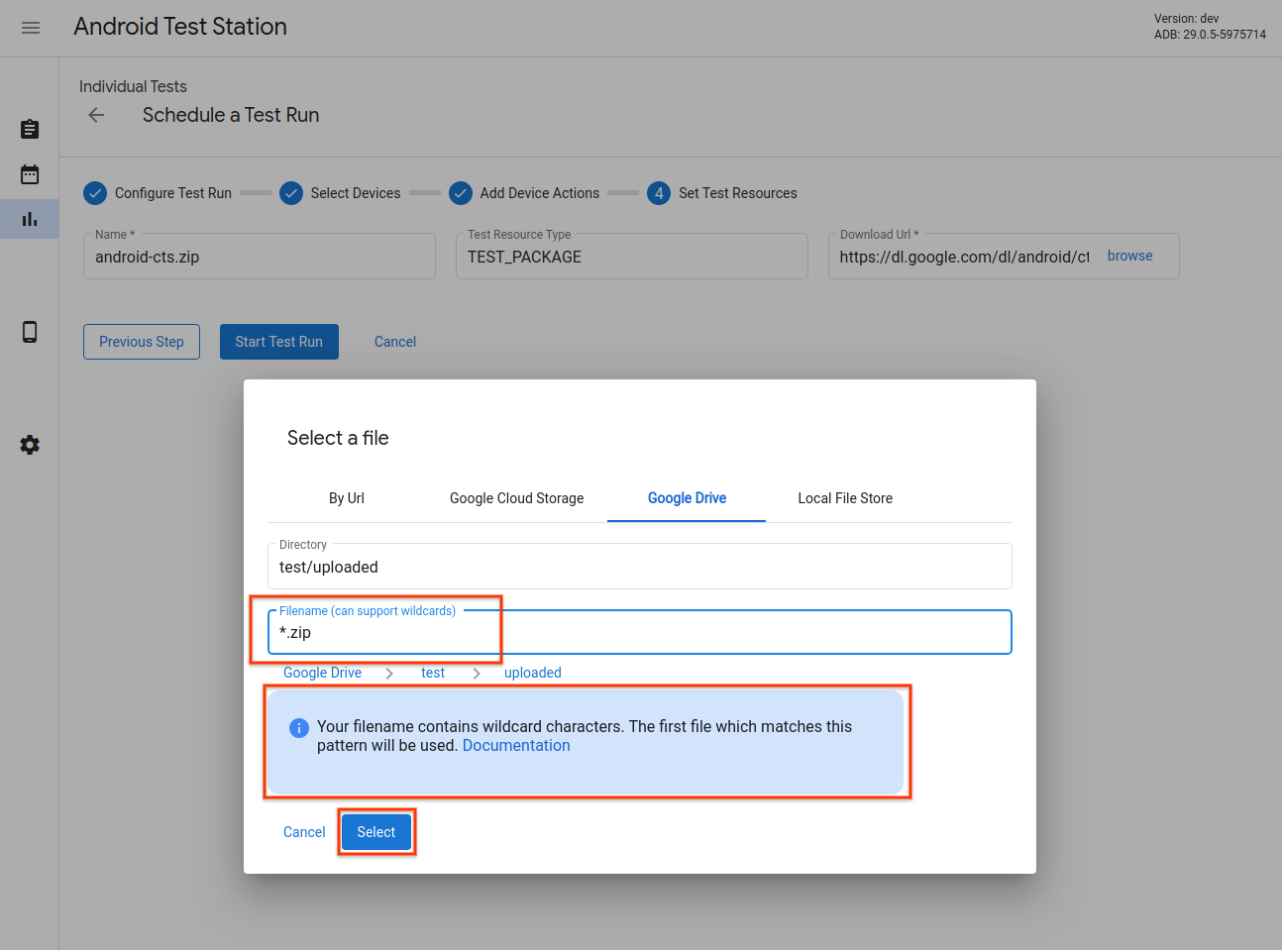 Test Resource Selector – Unterstützung von Platzhaltermustern