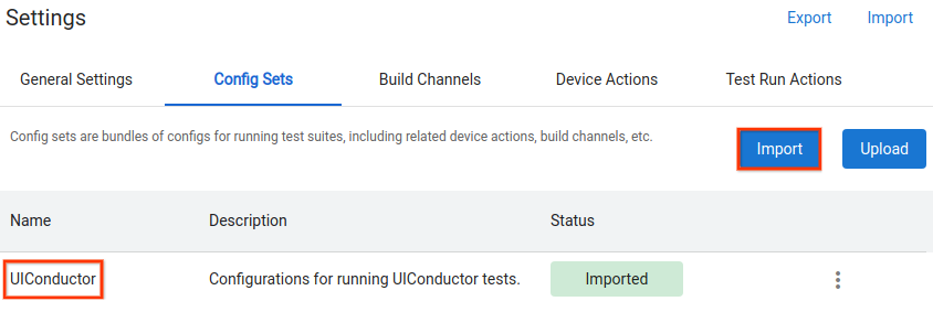 Importar configuração